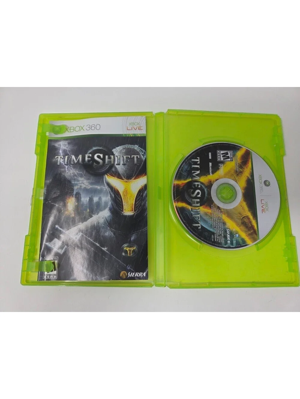 TimeShift Xbox 360 Game Disc and Original Case by Sierra Entertainment